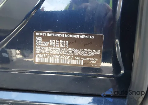 2017 BMW Alpina B7 xDrive z USA, uszkodzony, nr VIN WBA7F2C34HG422917